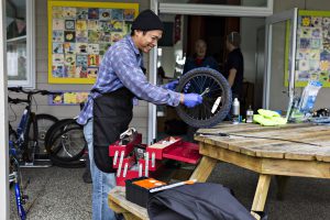 Bike repair at a Repair Cafe